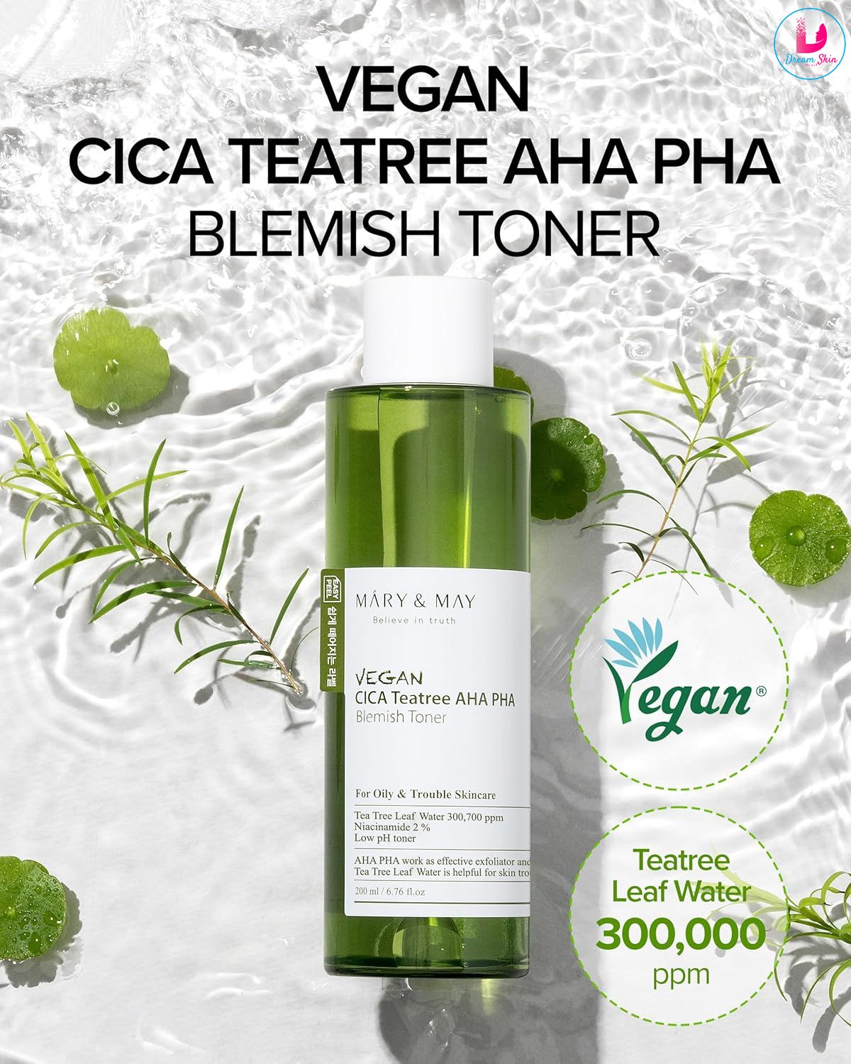 Mary&May Vegan Tea Tree AHA BHA Blemish Toner 200ml